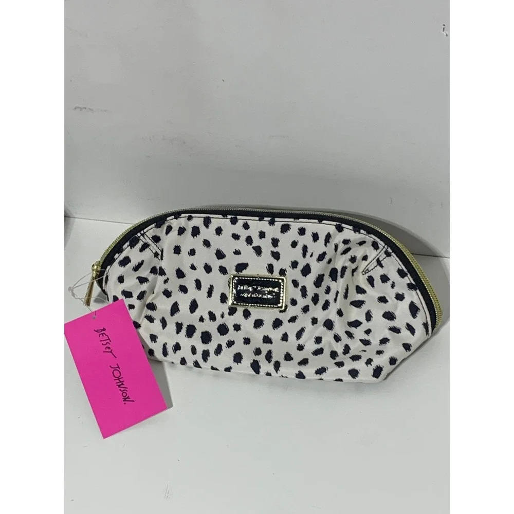 Betsey Johnson Black and White Polka Dot Nylon Tote and Matching Zippered Bag